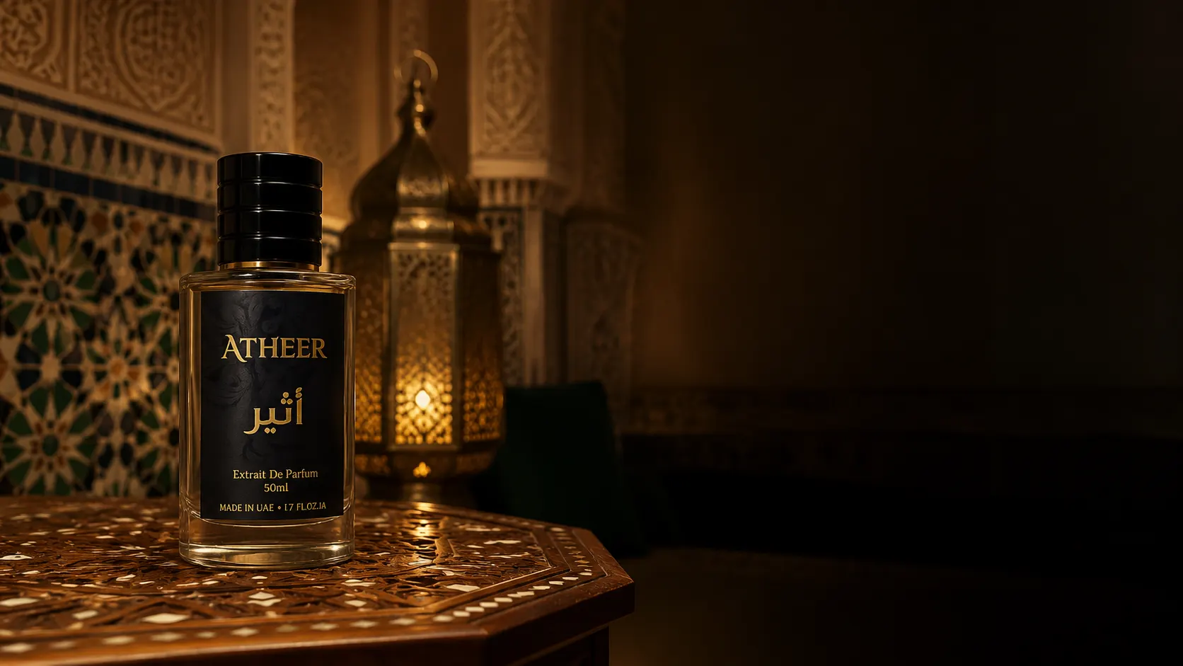 قارورة أثير على طاولة مغربية